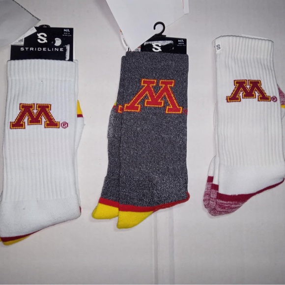 StrideLine Men's University Logo Socks - White, Gray, and Yellow - Picture 1 of 3